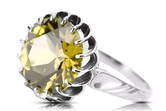 Пръстен Жълт перидот Стерлингово сребро 925 Винтидж vrc035s